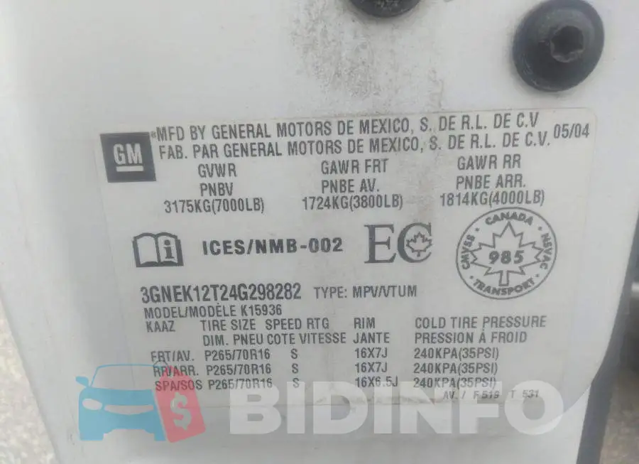 3GNEK12T24G298282 Photo# 9