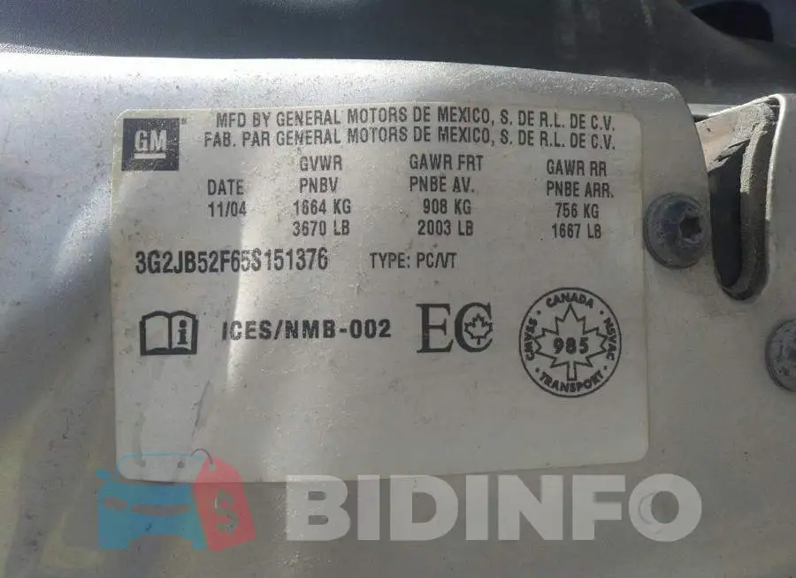 3G2JB52F65S151376 Photo# 9