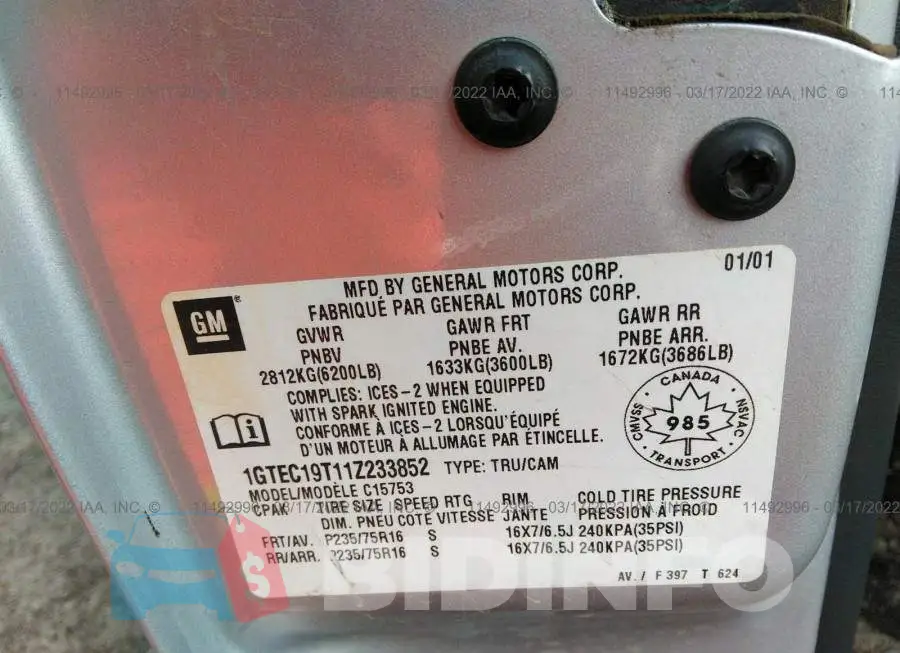 1GTEC19T11Z233852 Photo# 9