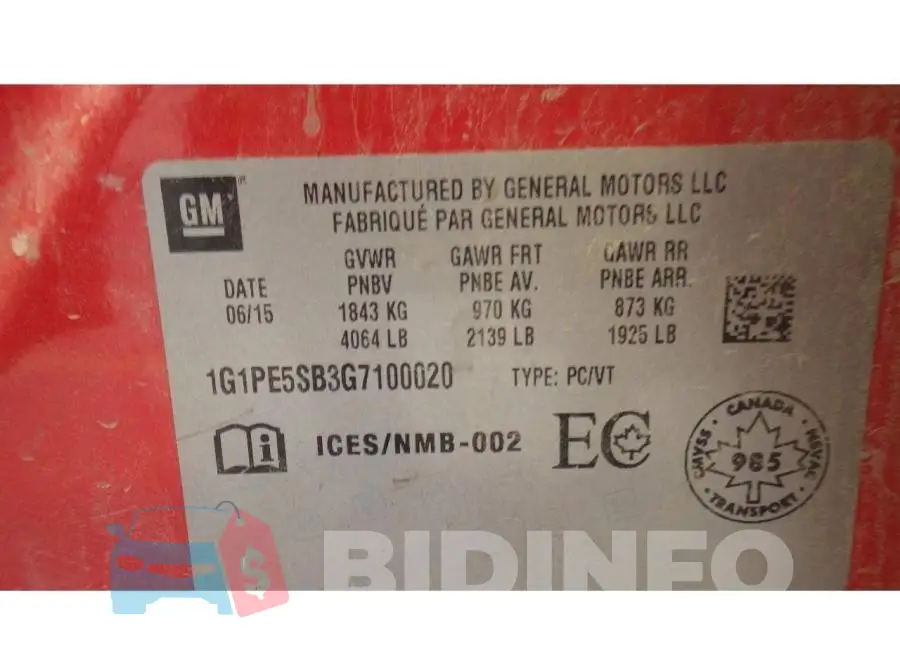 1G1PE5SB3G7100020 Photo# 7
