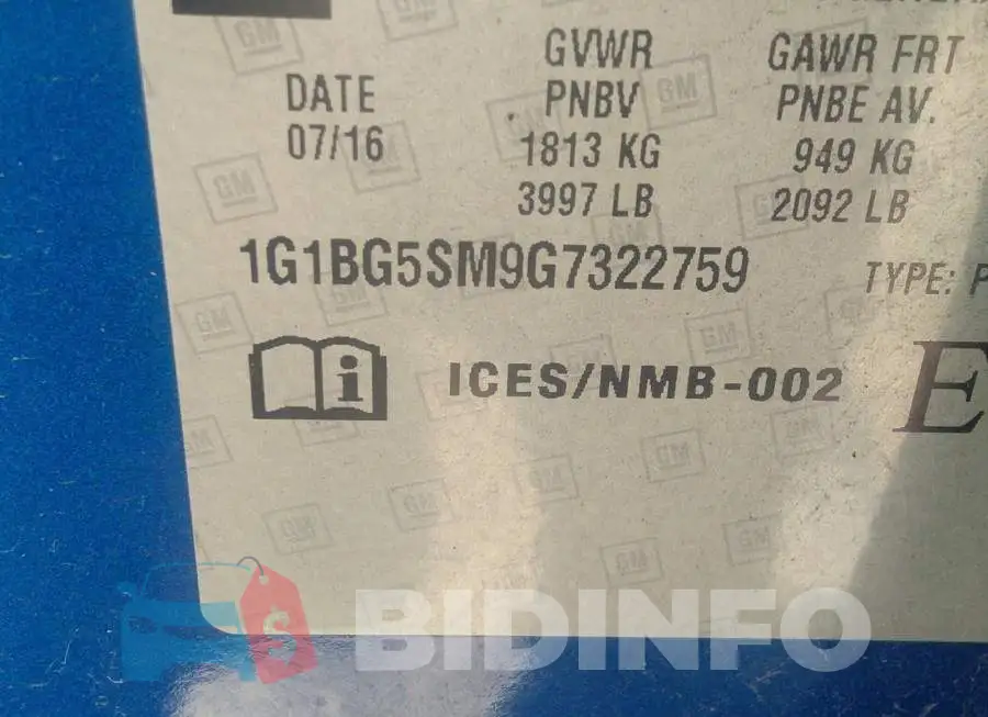 1G1BG5SM9G7322759 Photo# 9