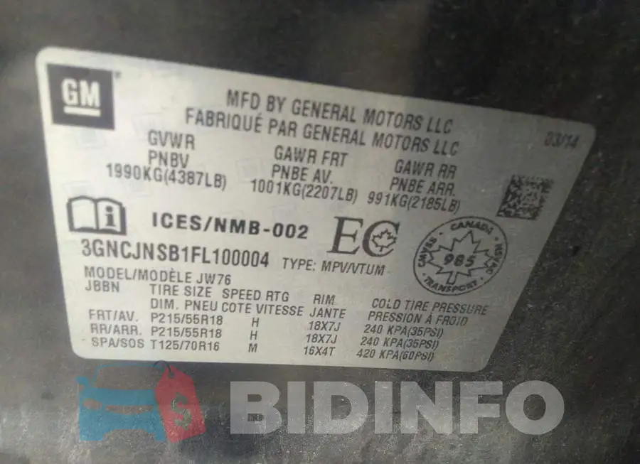 3GNCJNSB1FL100004 Photo# 9
