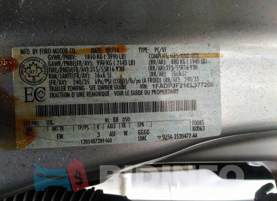 1FADP3F21EL377200 Photo# 9
