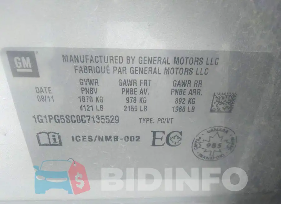 1G1PG5SC0C7135529 Photo# 9