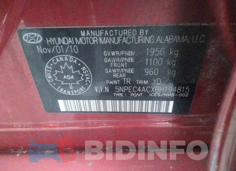 5NPEC4ACXBH194815 Photo# 9