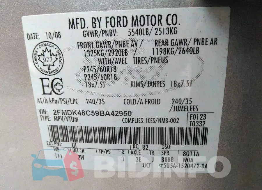 2FMDK48C59BA42950 Photo# 9