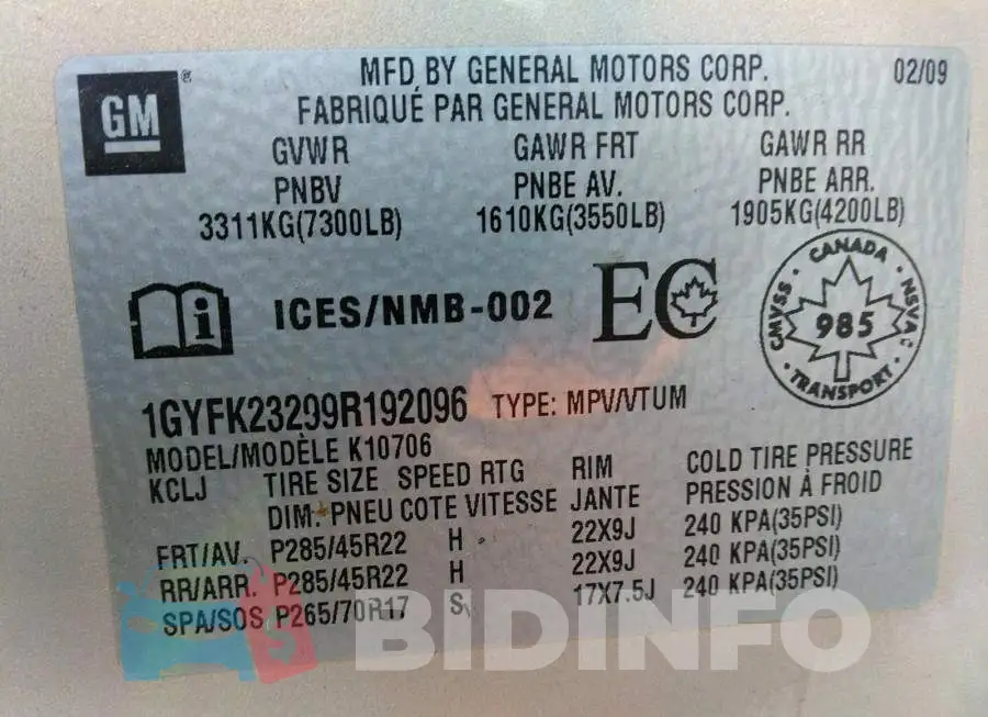 1GYFK23299R192096 Photo# 9