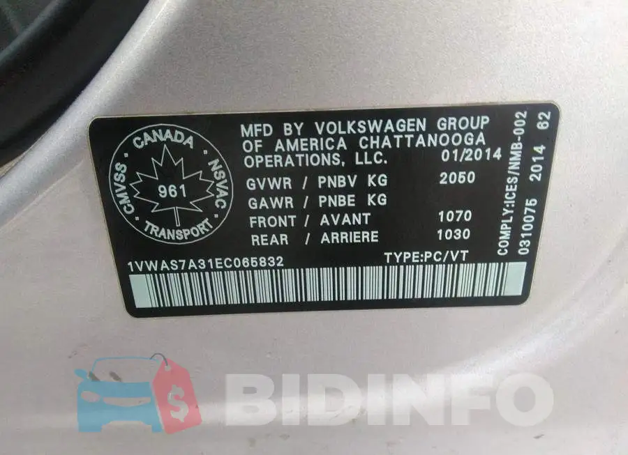 1VWAS7A31EC065832 Photo# 9