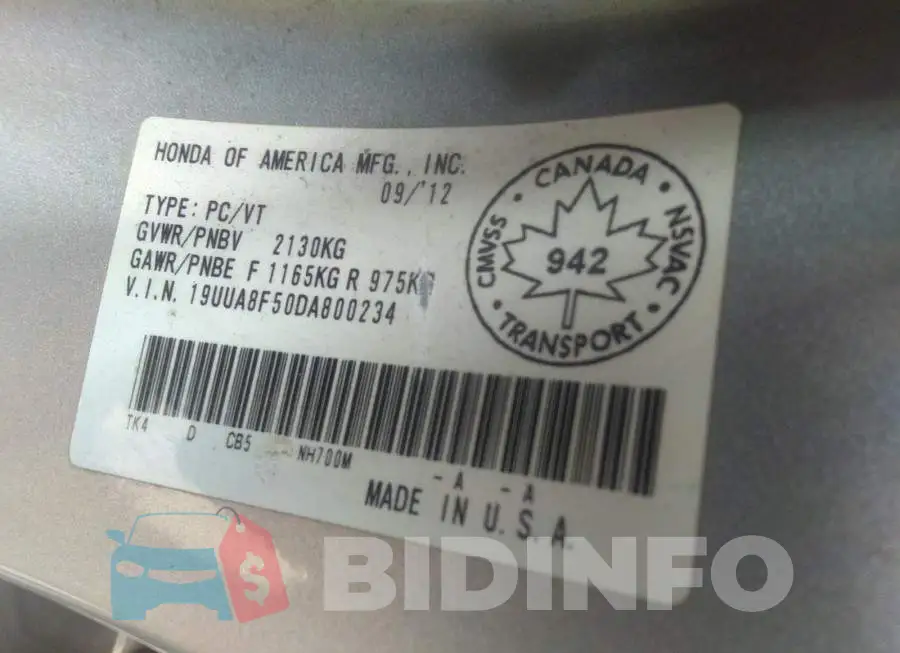 19UUA8F50DA800234 Photo# 9
