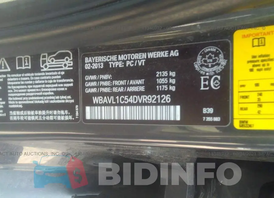 WBAVL1C54DVR92126 Photo# 9