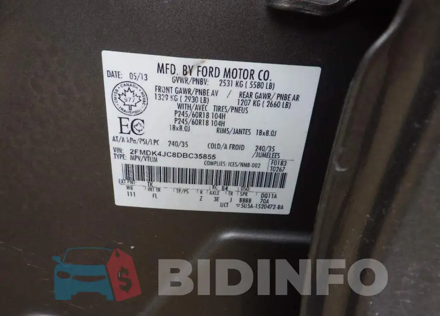 2FMDK4JC8DBC35855 Photo# 9