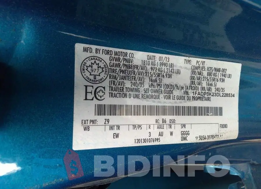 1FADP3K23DL228534 Photo# 9