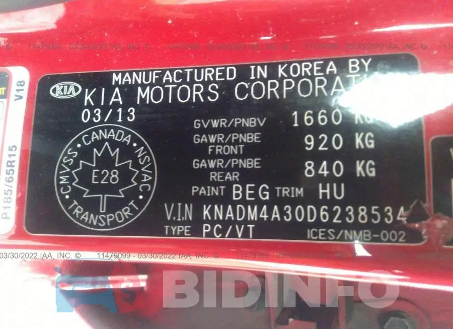 KNADM4A30D6238534 Photo# 9