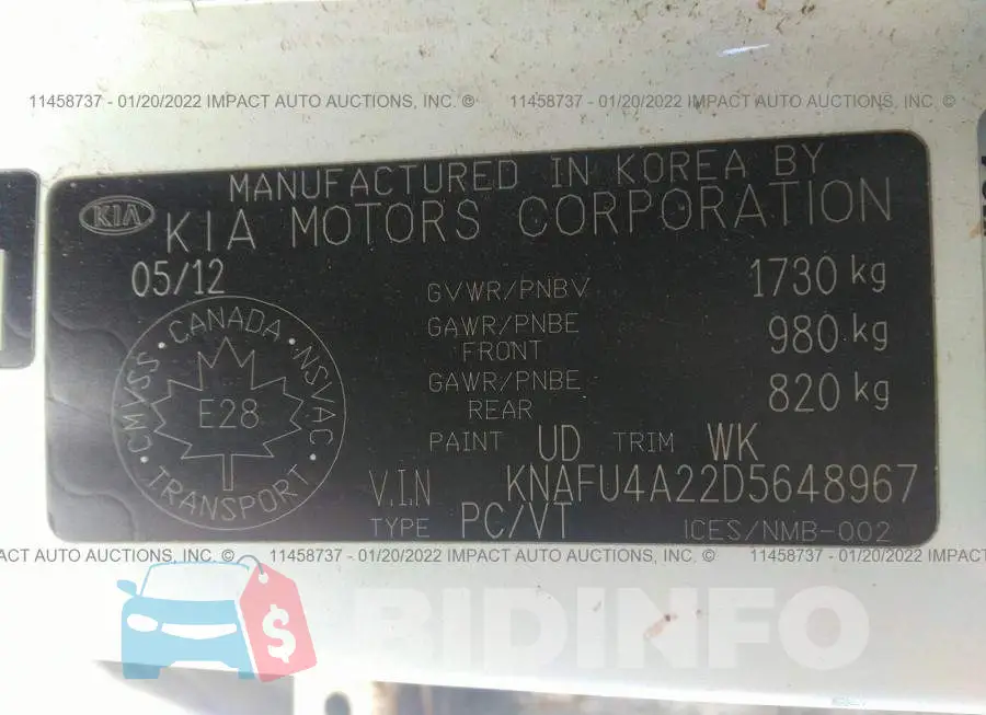 KNAFU4A22D5648967 Photo# 9