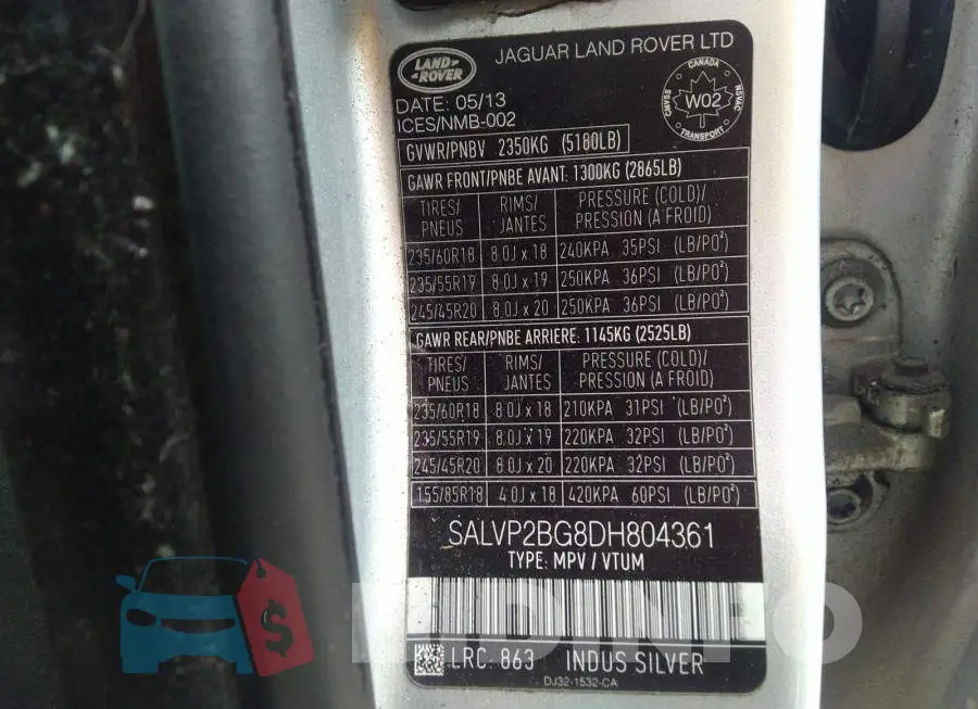 SALVP2BG8DH804361 Photo# 9