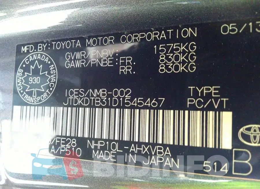 JTDKDTB31D1545467 Photo# 9