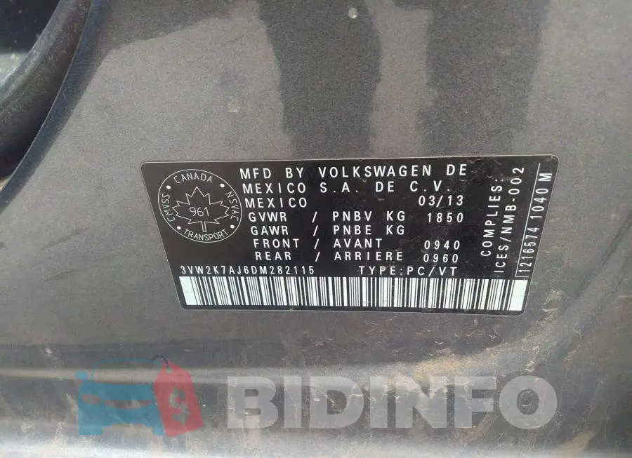 3VW2K7AJ6DM282115 Photo# 9