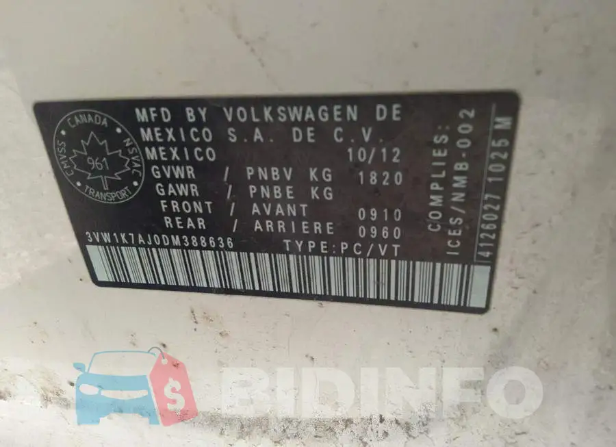 3VW1K7AJ0DM388636 Photo# 9