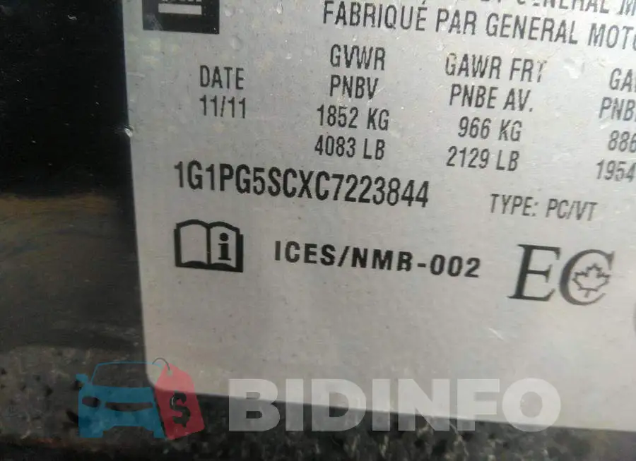 1G1PG5SCXC7223844 Photo# 9