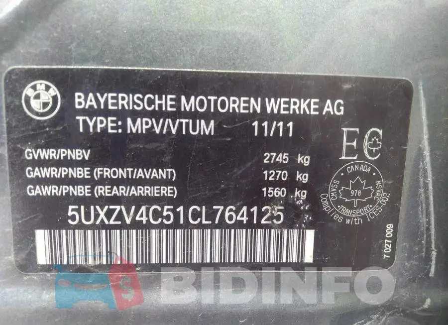 5UXZV4C51CL764125 Photo# 9
