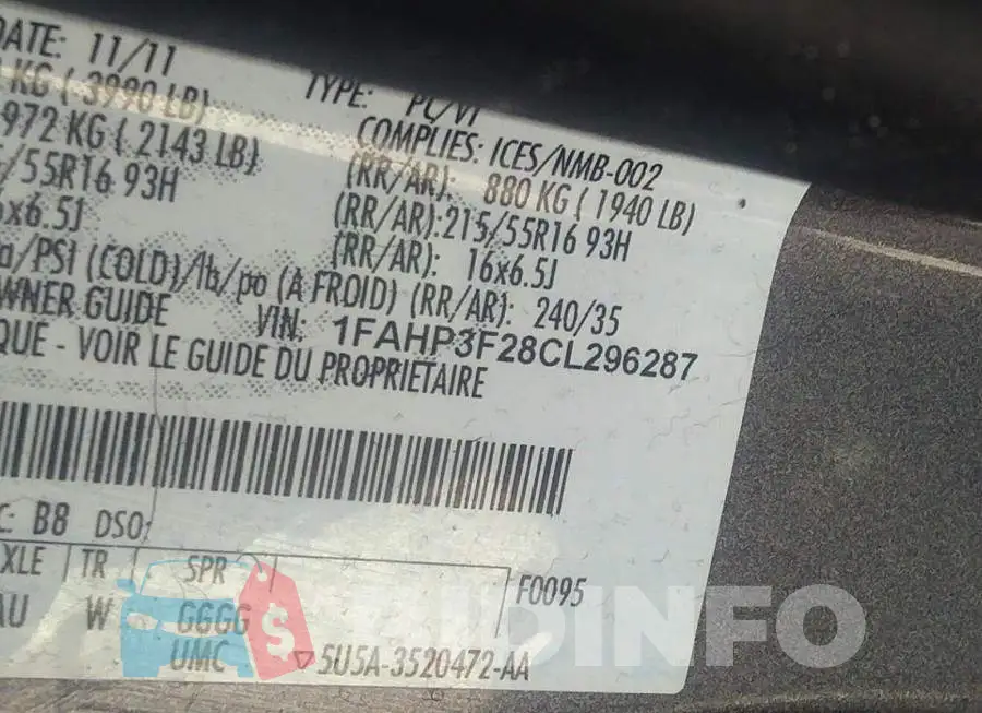 1FAHP3F28CL296287 Photo# 9