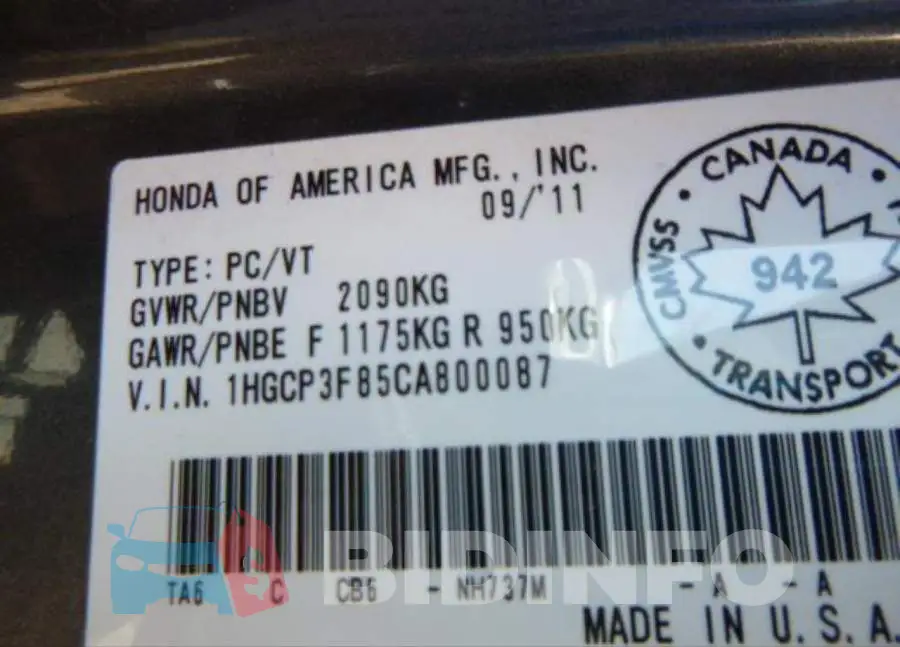 1HGCP3F85CA800087 Photo# 9