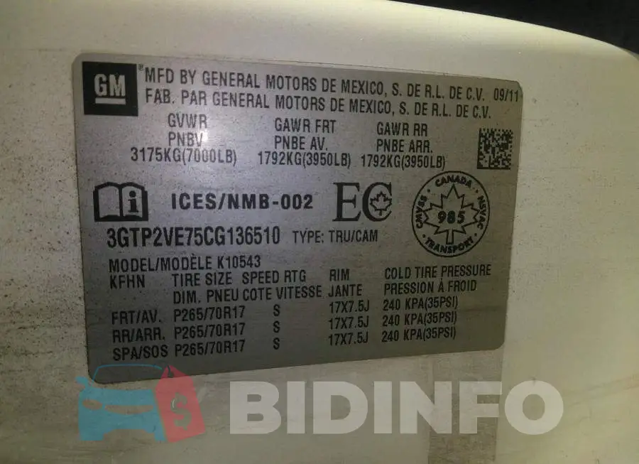 3GTP2VE75CG136510 Photo# 9