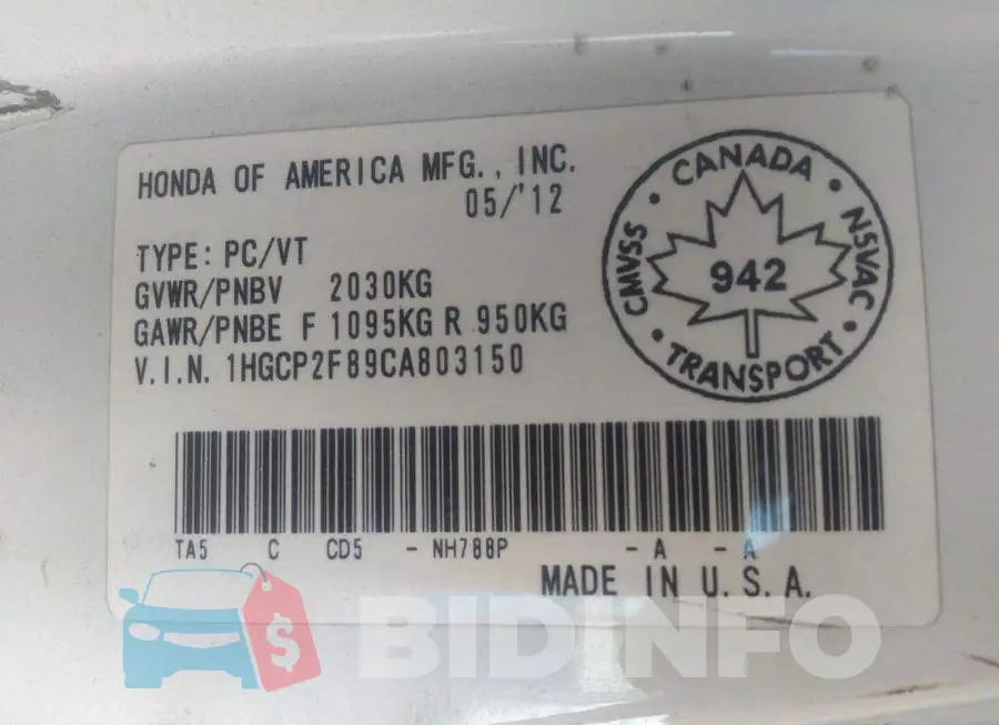 1HGCP2F89CA803150 Photo# 9