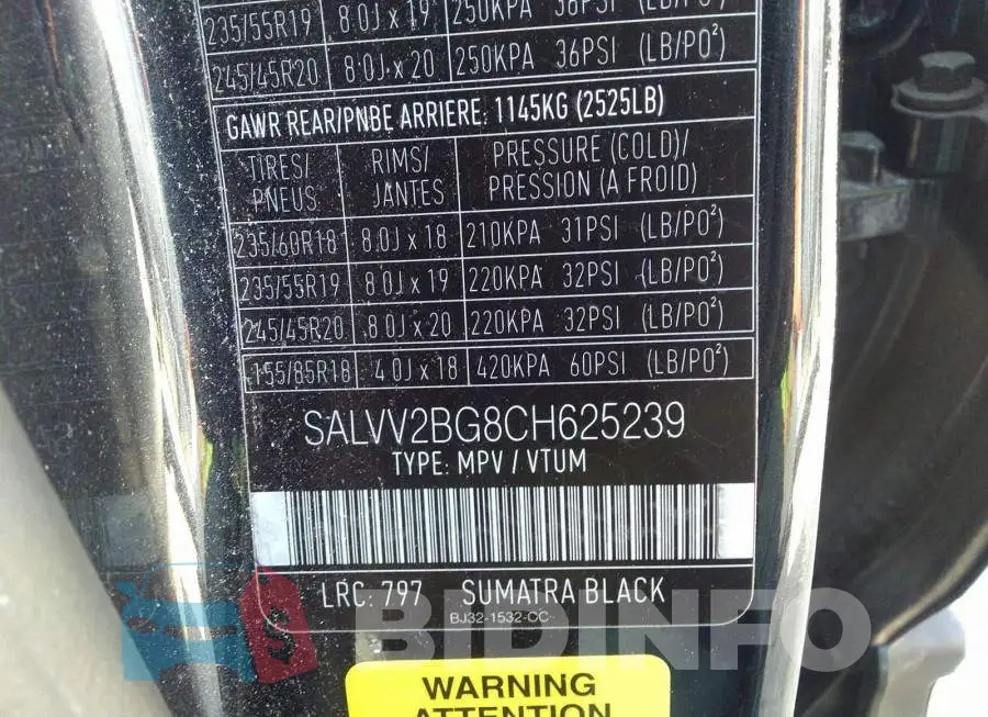 SALVV2BG8CH625239 Photo# 9