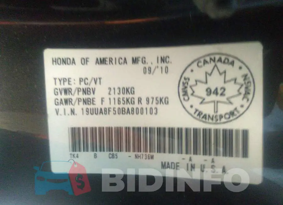 19UUA8F50BA800103 Photo# 9