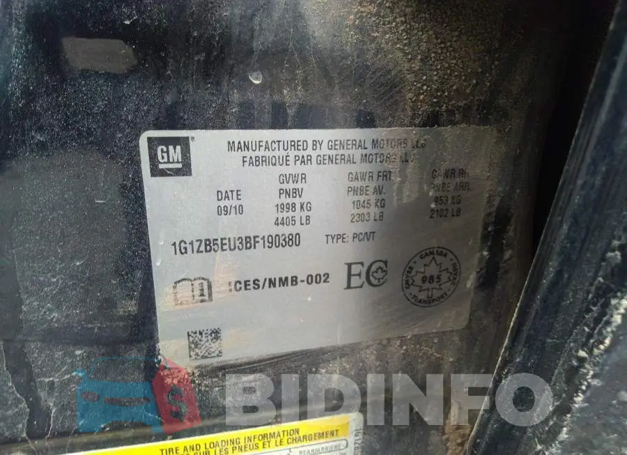 1G1ZB5EU3BF190380 Photo# 9