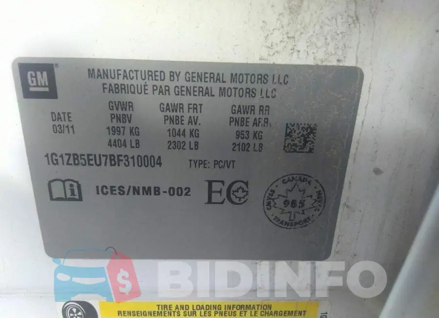 1G1ZB5EU7BF310004 Photo# 9