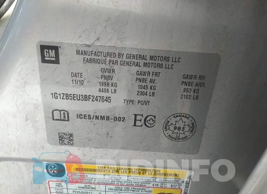 1G1ZB5EU3BF247645 Photo# 9