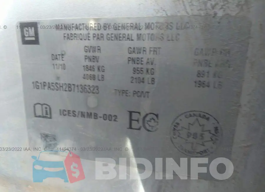 1G1PA5SH2B7136323 Photo# 9