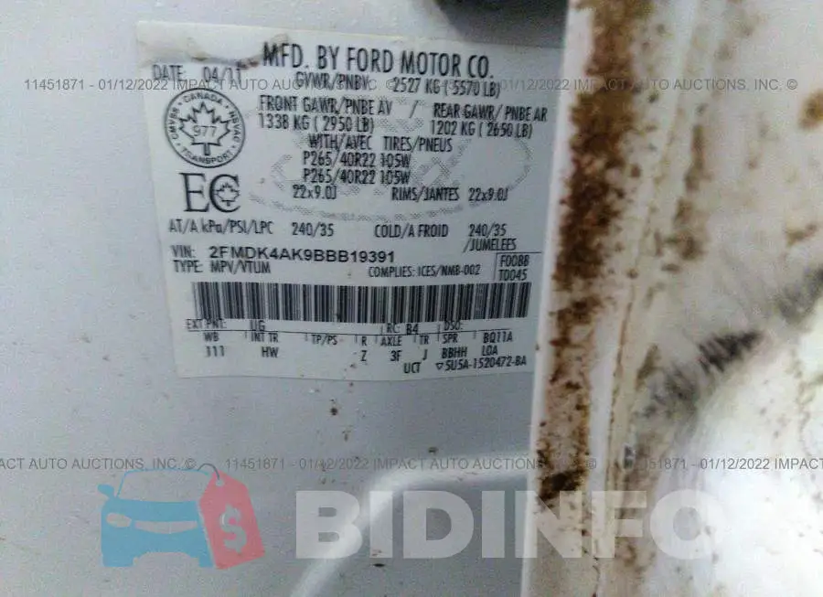 2FMDK4AK9BBB19391 Photo# 9