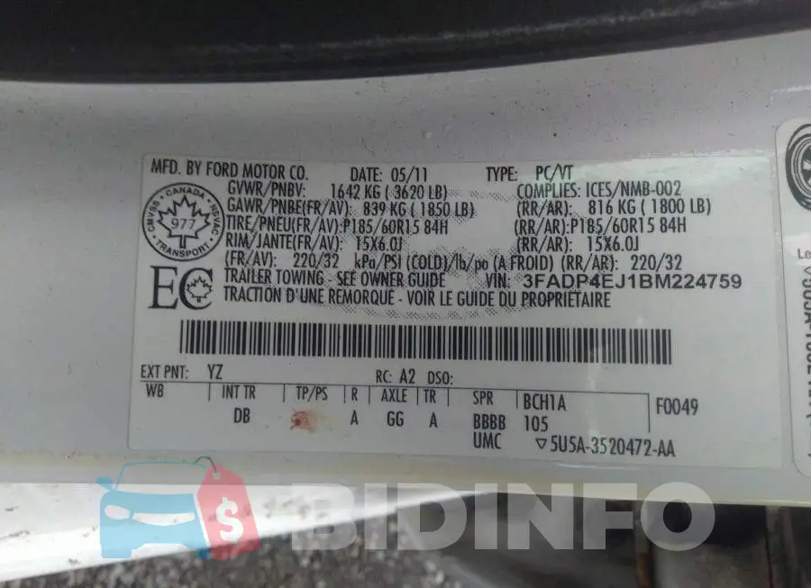 3FADP4EJ1BM224759 Photo# 9