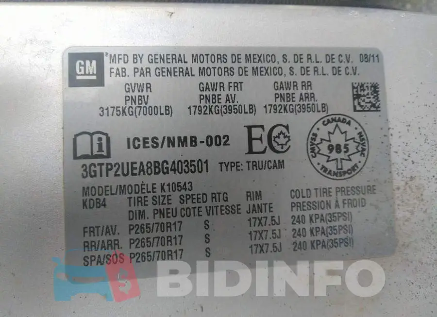 3GTP2UEA8BG403501 Photo# 9