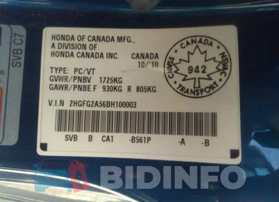 2HGFG2A56BH100003 Photo# 9
