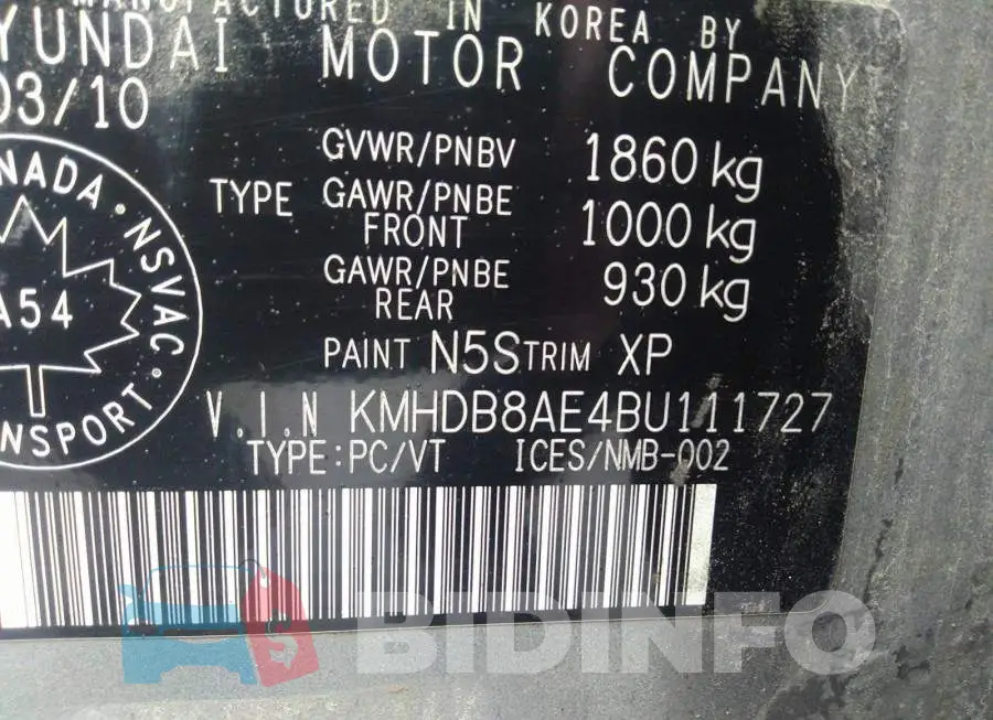 KMHDB8AE4BU111727 Photo# 9