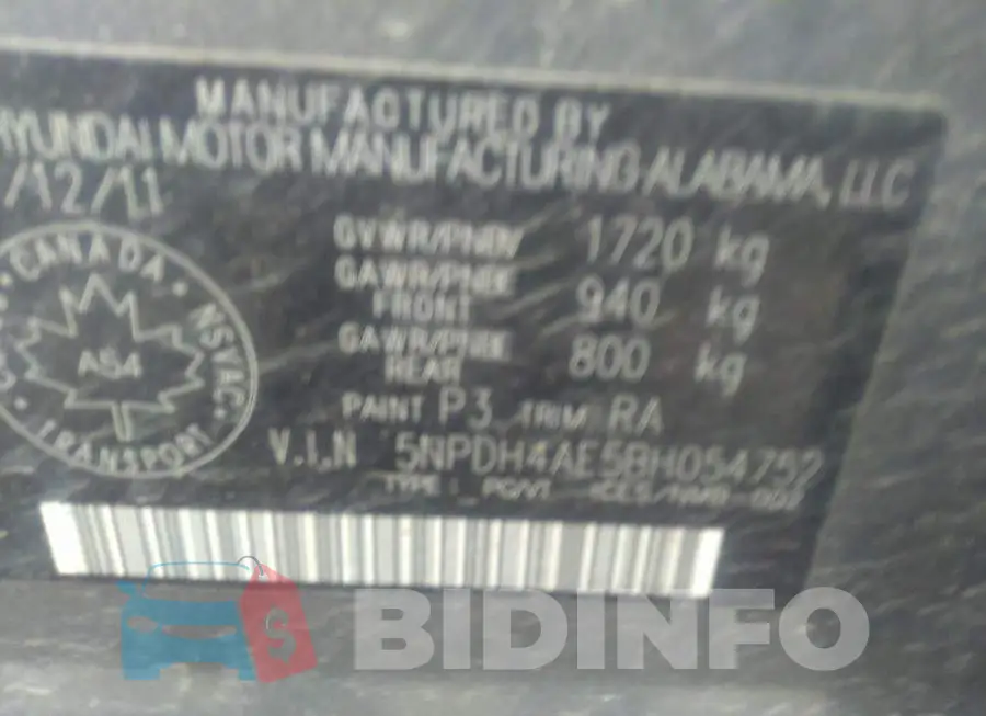 5NPDH4AE5BH054752 Photo# 9