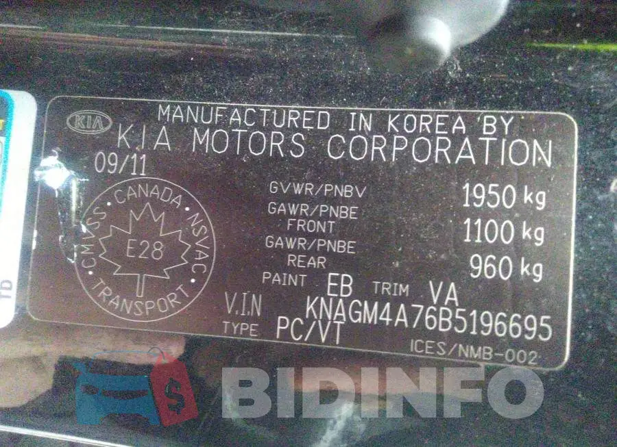 KNAGM4A76B5196695 Photo# 9