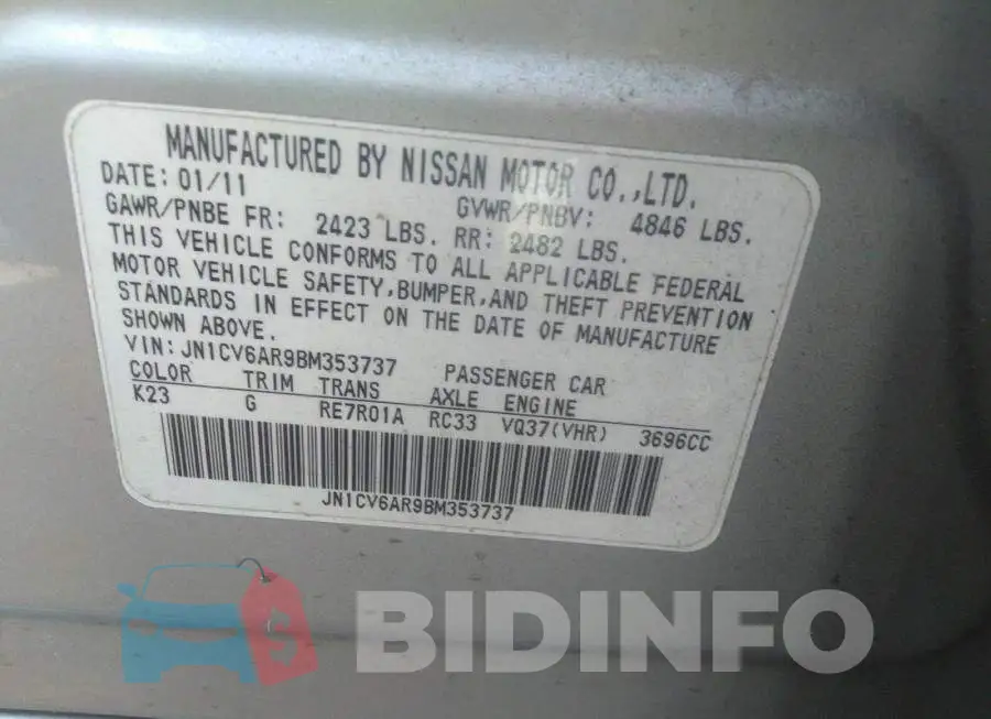 JN1CV6AR9BM353737 Photo# 9