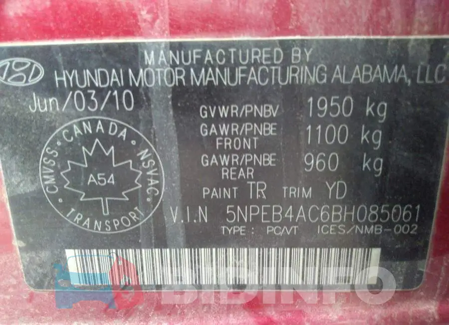 5NPEB4AC6BH085061 Photo# 9