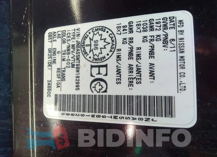 JN8AS5MT9BW182995 Photo# 9