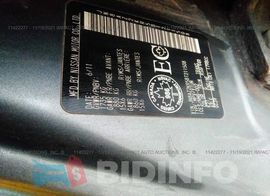 JN8AZ2KR5BT211508 Photo# 9