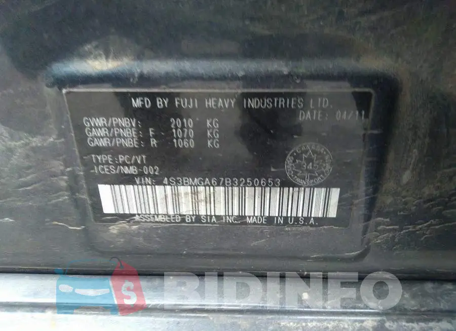 4S3BMGA67B3250653 Photo# 9