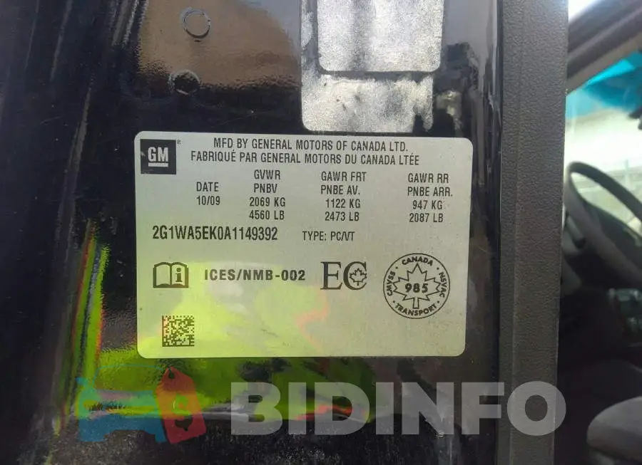 2G1WA5EK0A1149392 Photo# 9