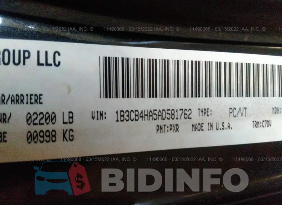 1B3CB4HA5AD581762 Photo# 9