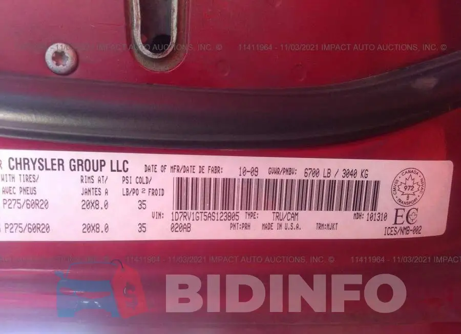 1D7RV1GT5AS123805 Photo# 9