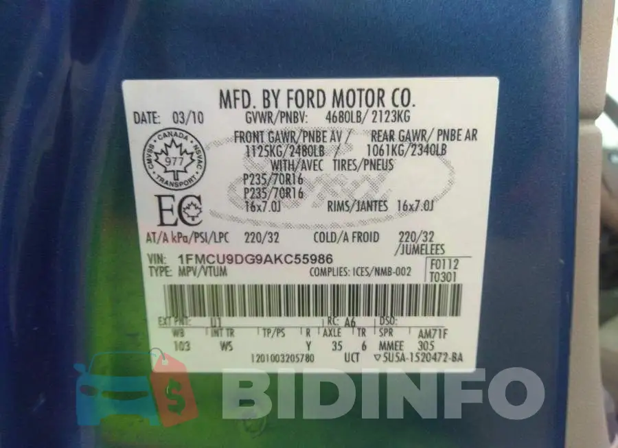 1FMCU9DG9AKC55986 Photo# 9